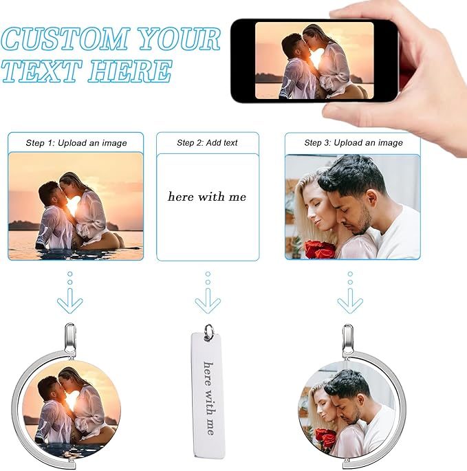 Custom Keychain with Picture Double-sided Personalized Photo Text Keychain - Image 2