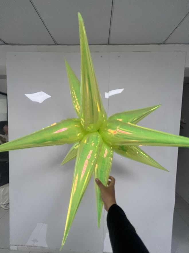 3pcs 26inch 3D lridescent macaron green Explosion Star foil balloon, lridescent - Image 3