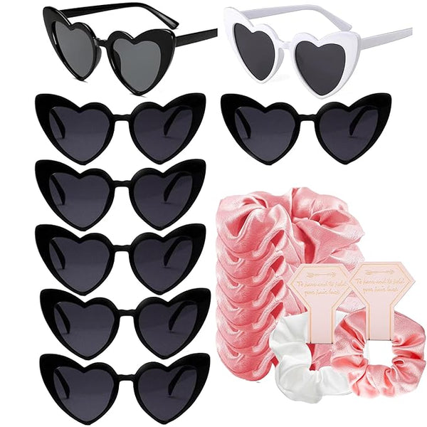 1+7 Pack Bachelorette Party Favor Retro Heart Sunglasses and Bridesmaid by Kmopom