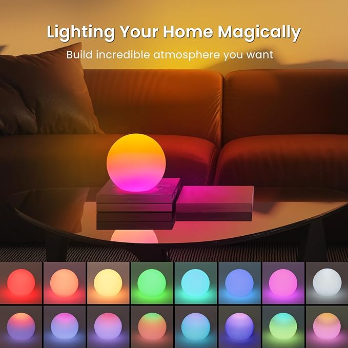 LOFTEK LED Ball Light, 3-inch RGB Ball Mood Lighting, Waterproof Ambient - Image 2
