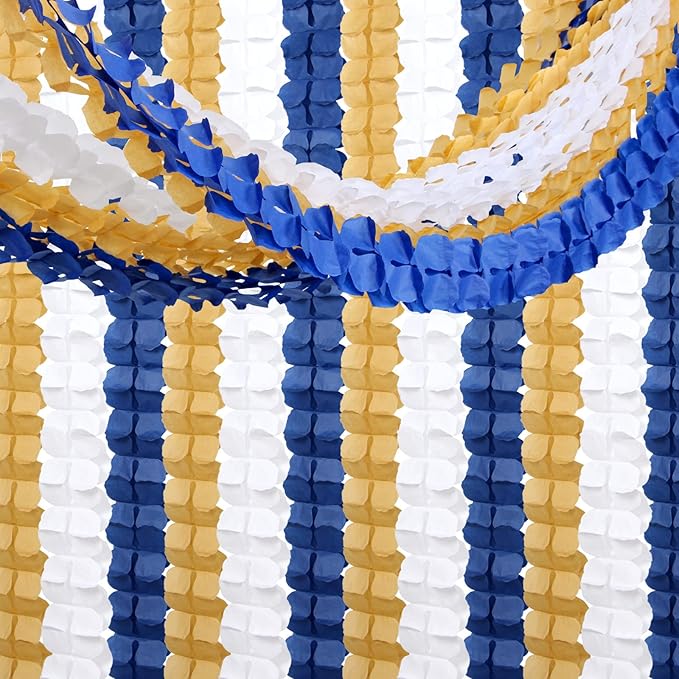 Navy-Blue White-Gold Party-Decorations Streamers Garland - Image 3