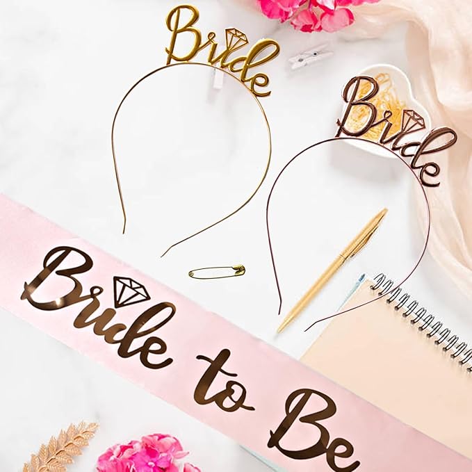 3 Pack Bride to Be Decorations Set, Bride to Be Sash, Bride Headband Tiara - Image 4