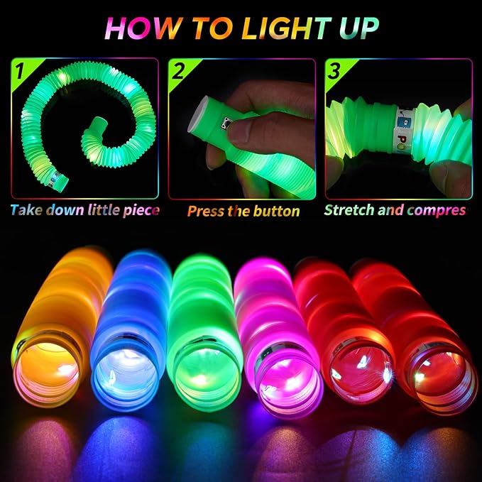 48 PCS Glow in The Dark Party Supplies, Light Up LED Pop Tubes, Glow Sticks - Image 5