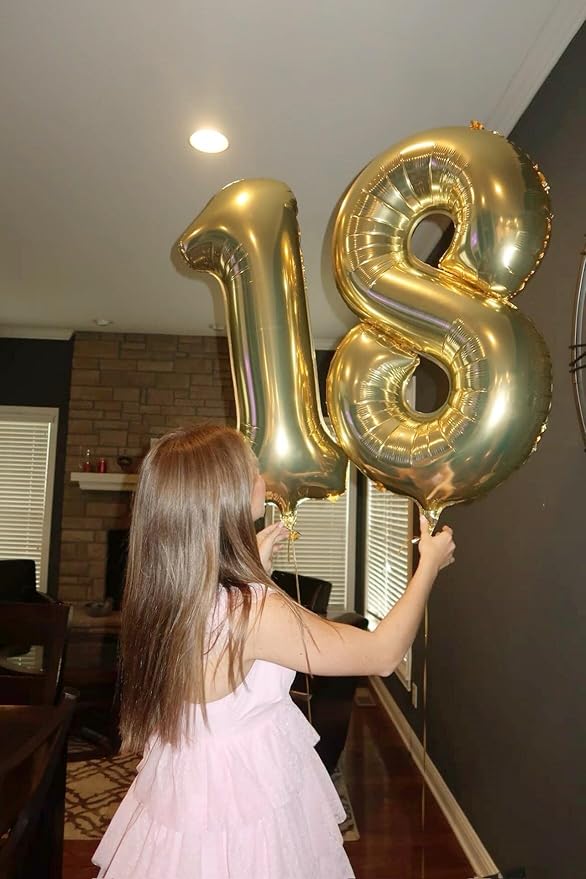 Light Gold Foil Number 8 Balloon 40 Inch, Helium Mylar Eight Number 8 18 28 38 - Image 6