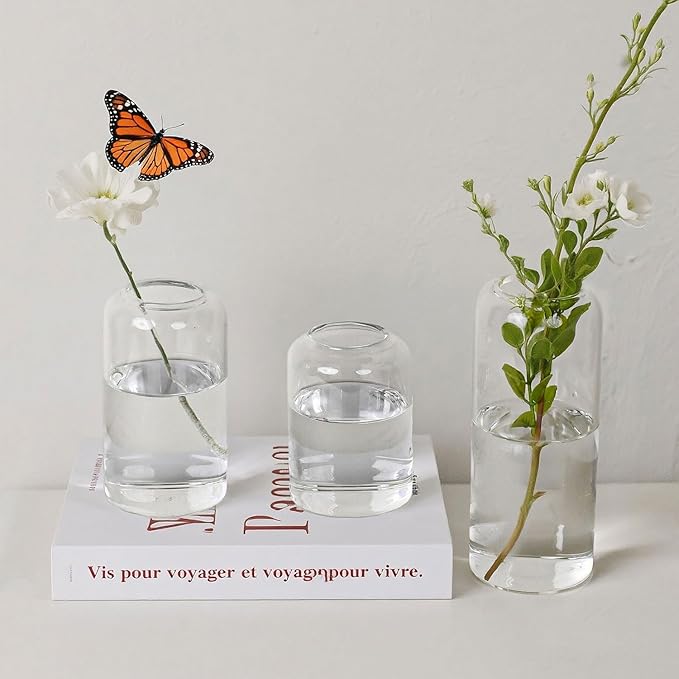 Glass Bud Vases Set of 3 Clear Flower Vase - Image 2