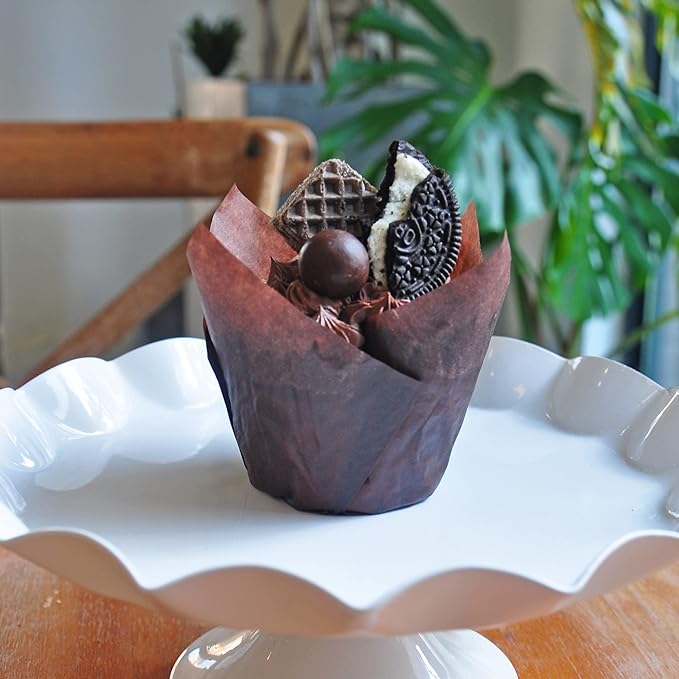 Large size Brown Tulip Baking Cups 2-1/4" x 4" Greaseproof paper baking cupcake - Image 6