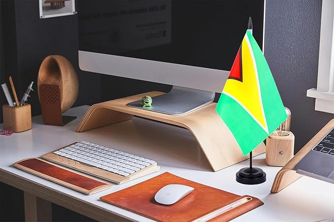WXTWK 2 Pack Guyana Flag Guyana Deluxe Desk Flag Set - Image 5