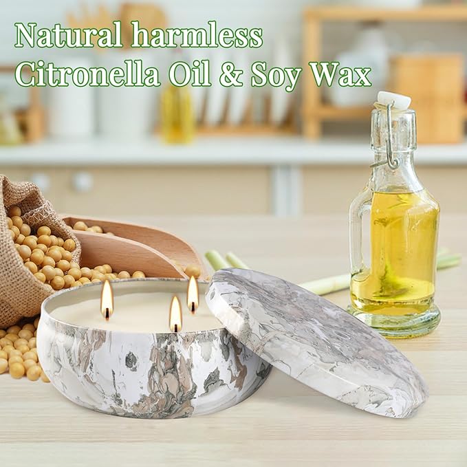 30-Hour Citronella Candle Set – 4 x 12oz Soy Wax Candles - Image 4