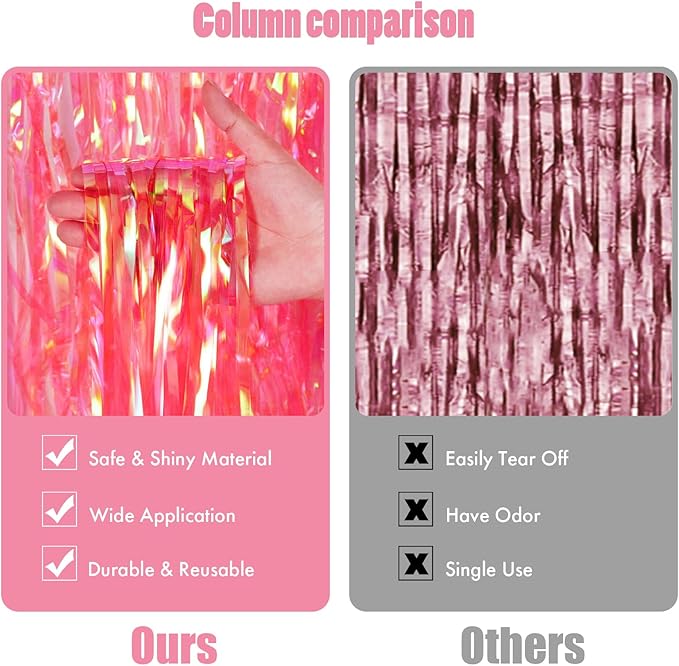CANREVEL 2 Pack 3.2x6.5 Feet Iridescent Foil Fringe Backdrop Curtains - Image 2