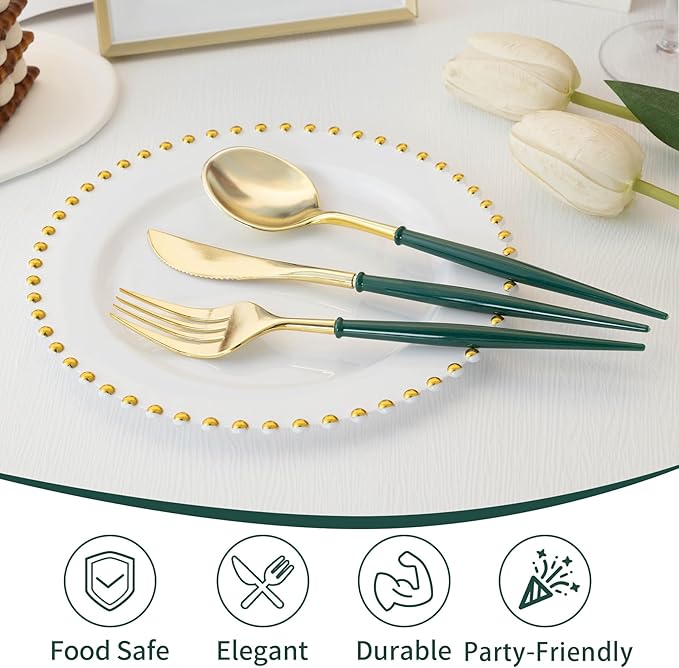 Lullaby 90PCS Gold Plastic Silverware - Image 3