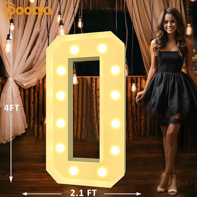 Pooqla 4 FT Light Up Marquee Numbers, Giant Mosaic Light Up Numbers Cool White - Image 5
