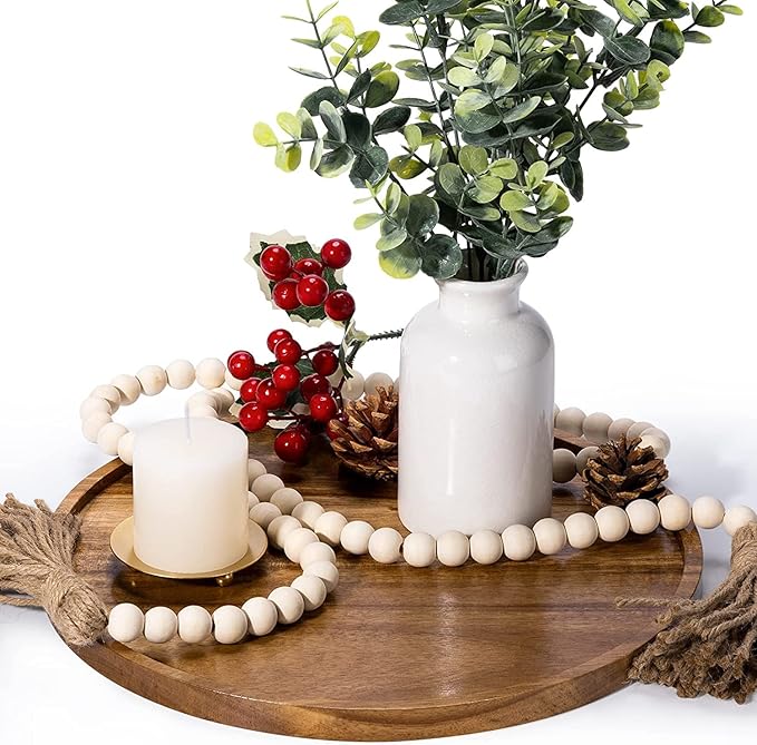 DECORKEY Farmhouse Wood Beads Garland, 2 Pack 58 Inch Wooden Beads - Image 3
