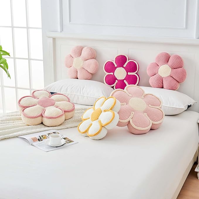 Flower Pillow, Soft Flower Decorative Throw Pillow, Cute Daisy Flower Shaped - Image 7