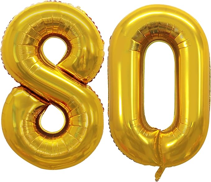 GOER Number 80 Balloons for 80th Birthday Party Decorations, 42 Inch Jumbo Foil by GOER
