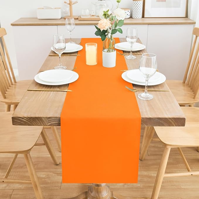2 Pack Orange Small Short Table Runner 12 x 48 Inch Solid Color Runners Coffee - Image 3