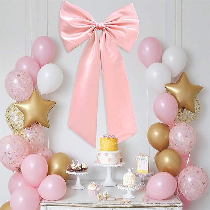 Large Pink Bow for Decorations Big Pink Ribbon Bows Banner Décor Large Bow Wall - Image 6