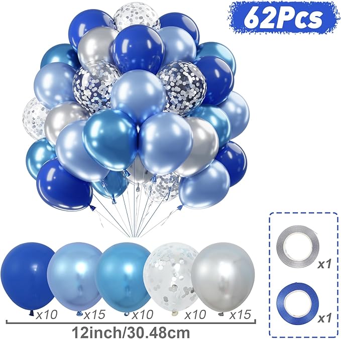 Netnology Blue Silver Balloons Set - Image 2