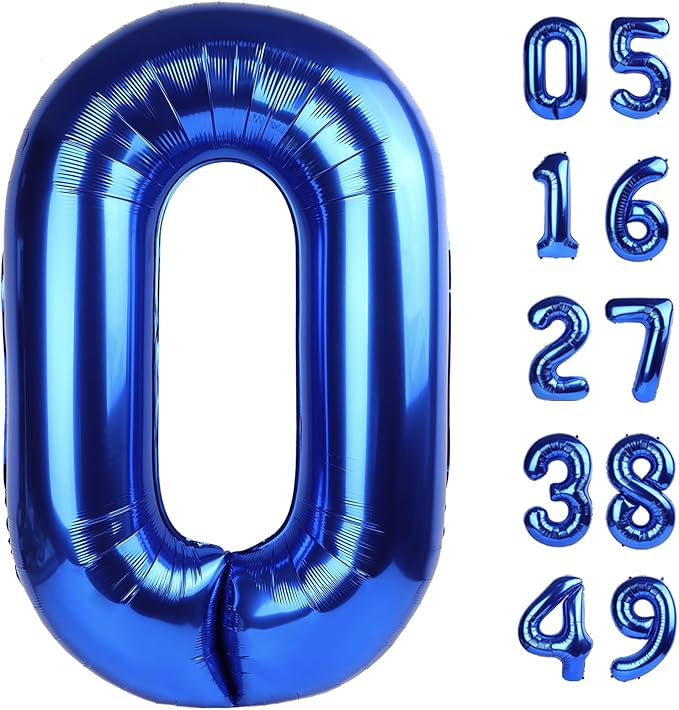 40 Inch Dark Blue Number 0 Balloon by Lnhiya