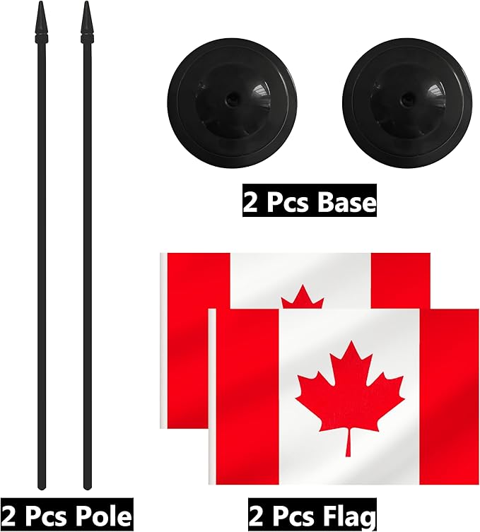 2 Pack Canada Desk Flag Set, Canadian Desktop Small Miniature Table Office Flag - Image 6