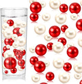 100PCS Red White Faux Pearls Beads by ZEBMOON