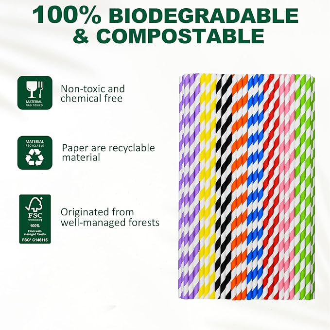 10 inch Long Disposable Paper Straws Bulk - Image 7