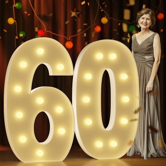 Marquee Numbers 4 Feet Tall Large Light Up Numbers 60th Birthday Decorations by Letsmakeitimpressive