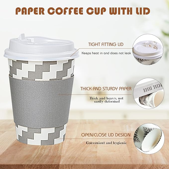 LITOPAK 100 Pack 12 oz Paper Coffee Cups - Image 4