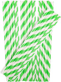 150 Packs Green Paper Straws Drinking Disposable Stripe Straws Bulk qiqee by Qiqee
