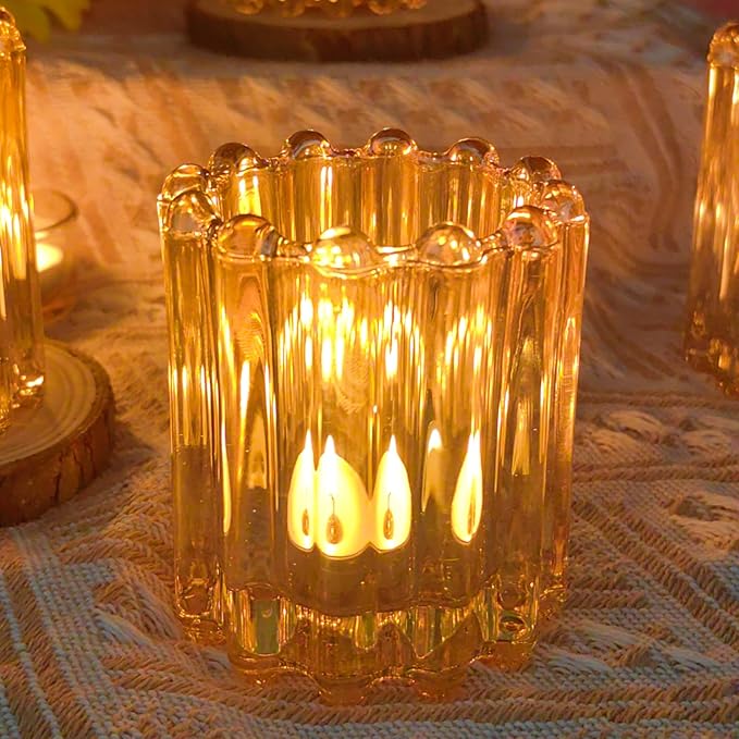 GOLDEAL 12Pcs Gold Glass Votive Candle Holders Tealight Holders Decorative - Image 6