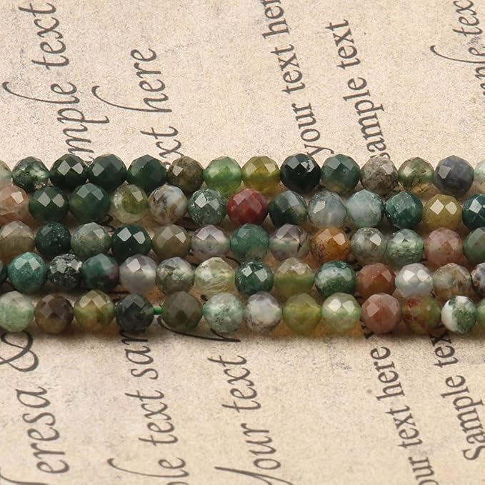 Song Xi 90pcs 4mm Natural Indian Agate Gemstone Beads Faceted Round Loose Stone - Image 3