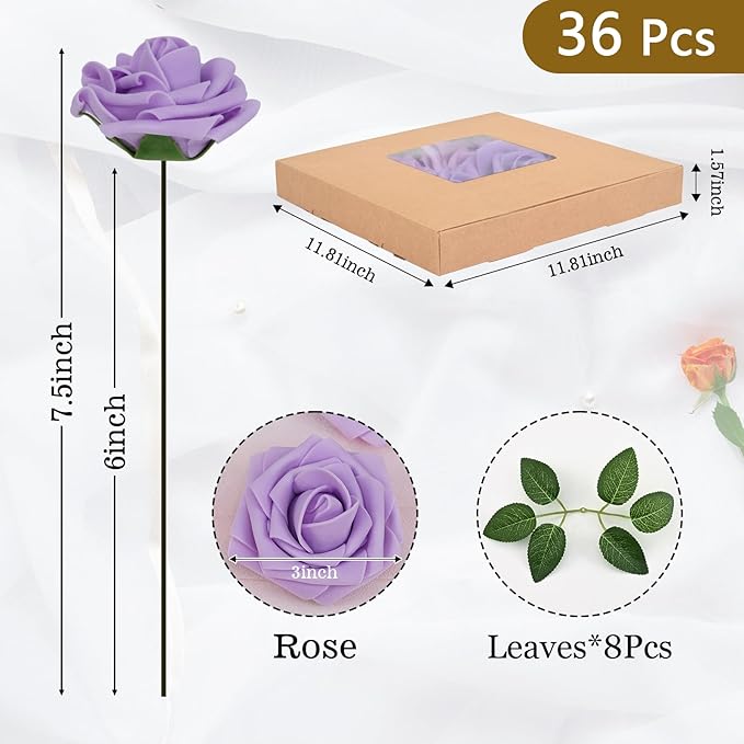 BLEUM CADE 36Pcs Artificial Flowers Fake Roses - Image 3