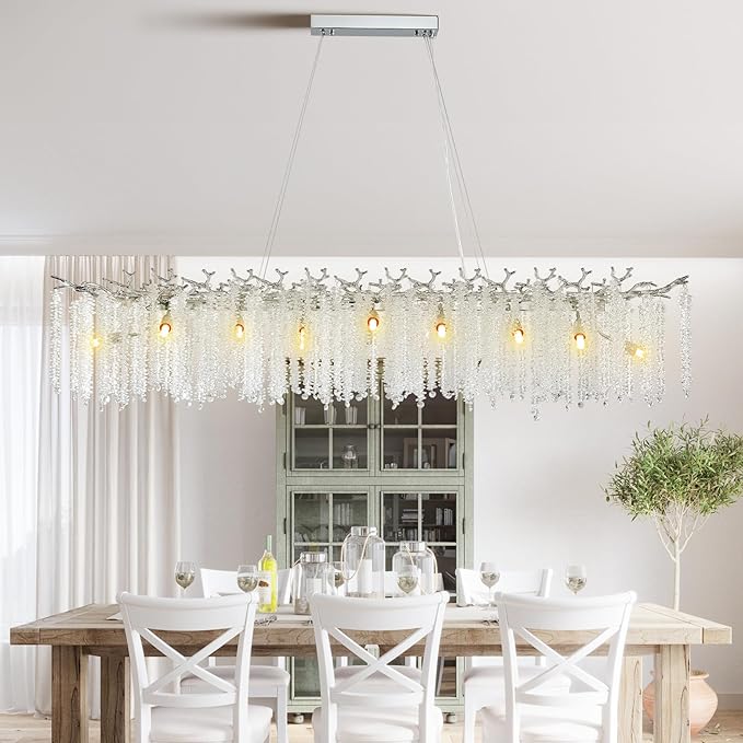 YUYI Modern Crystal Chandelier, Large Rectangular, Luxury High Ceiling Light - Image 8
