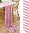 12 Pack Pink 10 Ft Cheesecloth Table Runner 20x120 Inch Boho Wrinkled Sheer by Dspoot