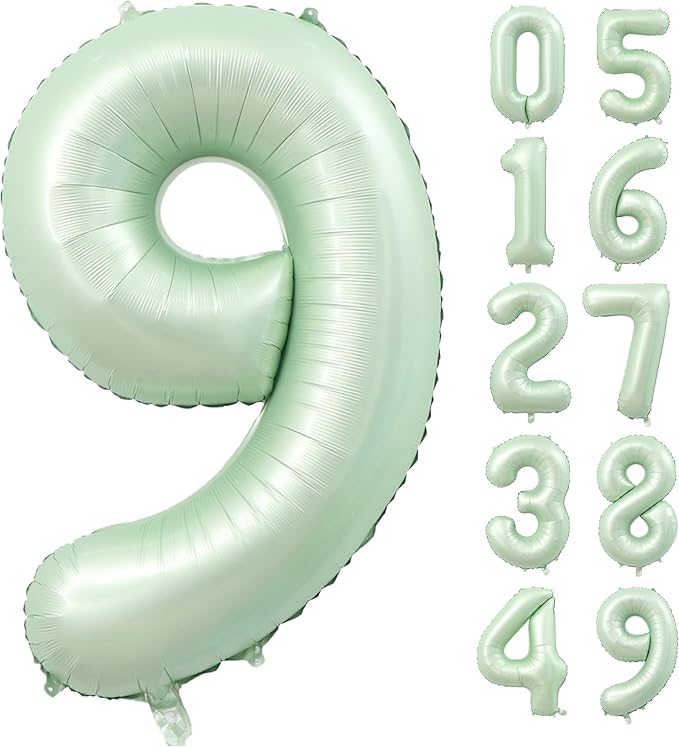 40 Inch Olive Green Number 9 Balloon Big Self Inflating Foil Number Balloons 0-9 by Lnhiya