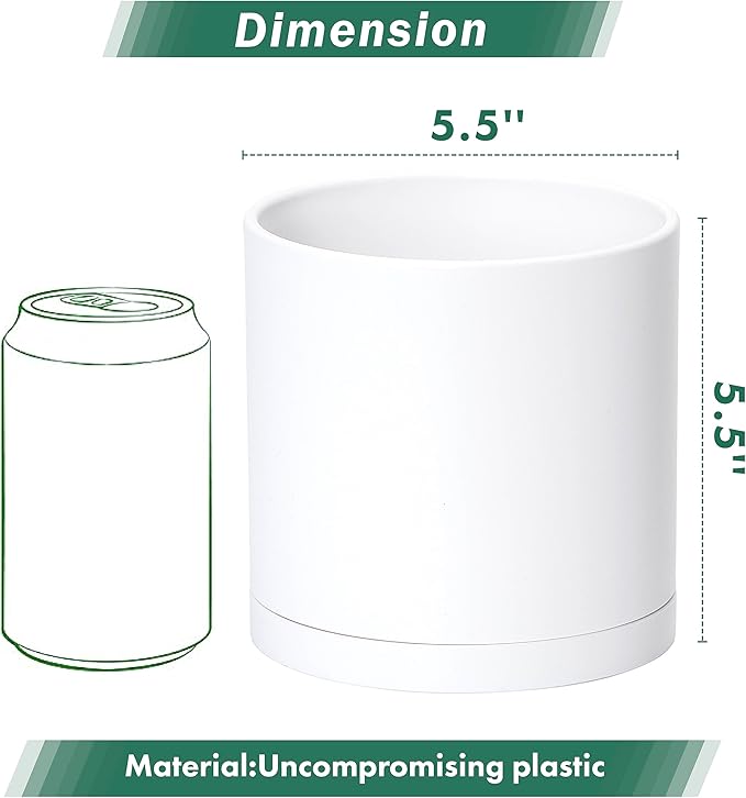 D'vine Dev 4 Pack 5.5 Inch Modern Plastic Plant Pots, Small Garden Planters - Image 2