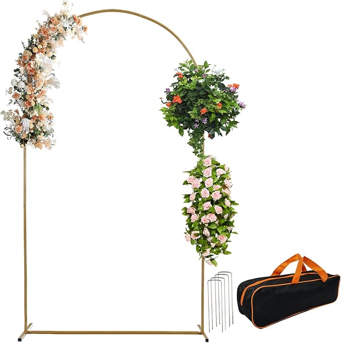 Metal Arch Backdrop Stand Set- Heavy Duty Rust-Proof Wedding Decoration Frame by Eco+Moda