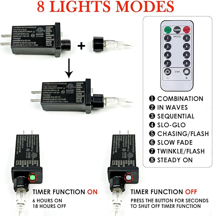 Cool White ⇋ Multicolor 66Ft 200LED Fairy Lights Plug in - Image 5