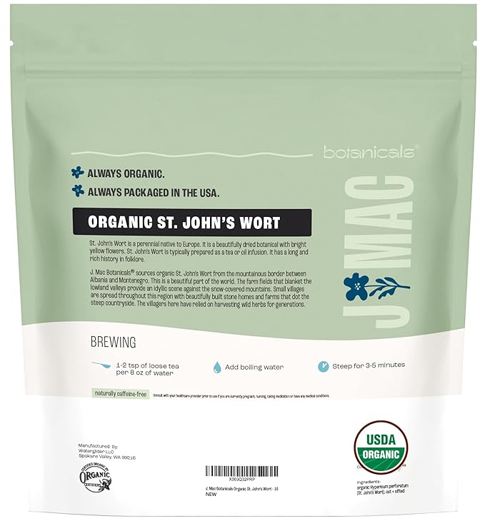 J Mac Botanicals, Organic St John's Wort Hypericum perforatum Loose Leaf Herbal - Image 9