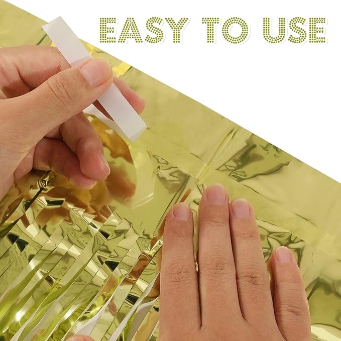 2 Pack Light Green Fringe Curtains Foil Shiny Fringe Backdrop Tinsel Door - Image 7