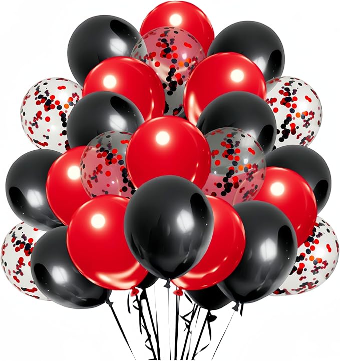 300 Pack Red and Black Balloons 12 Inch Red Black Confetti Balloon by ZWZLIULIAN