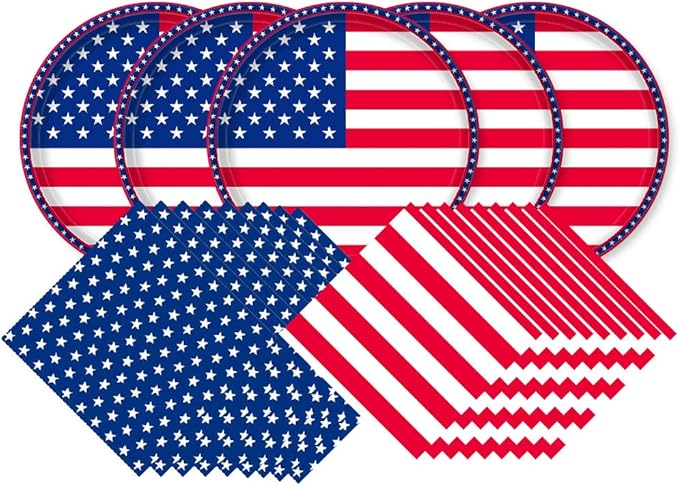 Gatherfun American Flag Patriotic Party Supplies Disposable Napkins and Paper by Gatherfun