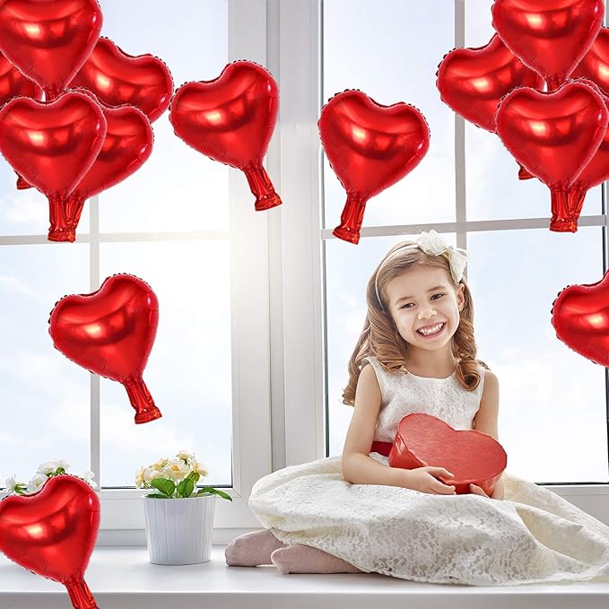 BEISHIDA 50 Pcs 10 Inch Heart Foil Balloons, Heart-Shaped Foil Balloons - Image 5