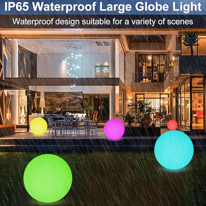 20-in LED Glowing Ball Light, Large Rechargeable LED Globe Orb Light w/Remote - Image 7