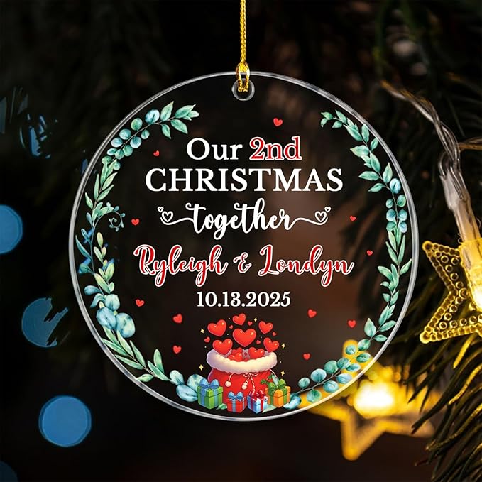 Our 2ND Christmas Together Ornament 2025, Personalized Date & Names Couple - Image 3