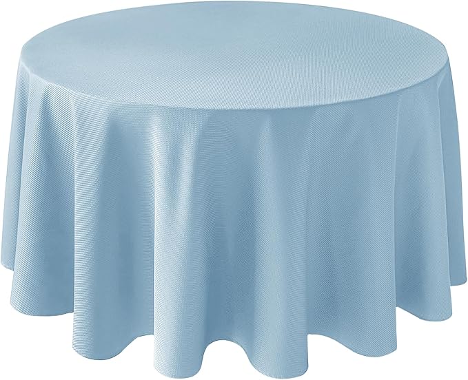 Biscaynebay Textured Fabric Round Tablecloths 108", Light Blue Water Resistant by Biscaynebay
