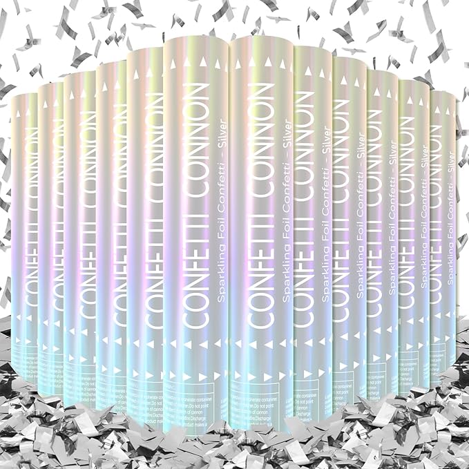 12Pack Sliver Confetti Poppers by FIEKEICC