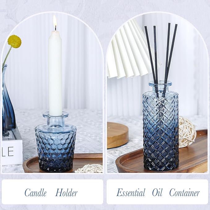 Navy Blue Glass Bud Vases Set of 12, Mini Flower Vase - Image 7