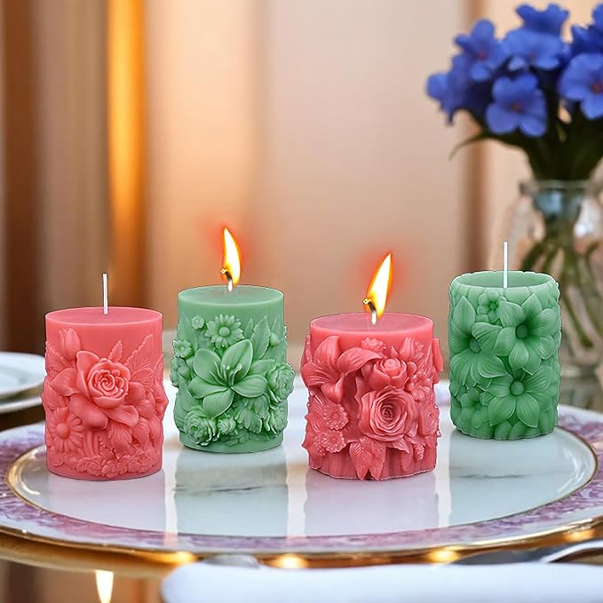 Rose Pillar Succulent Flower Silicone Wave Spiral Candle Mold - Image 3
