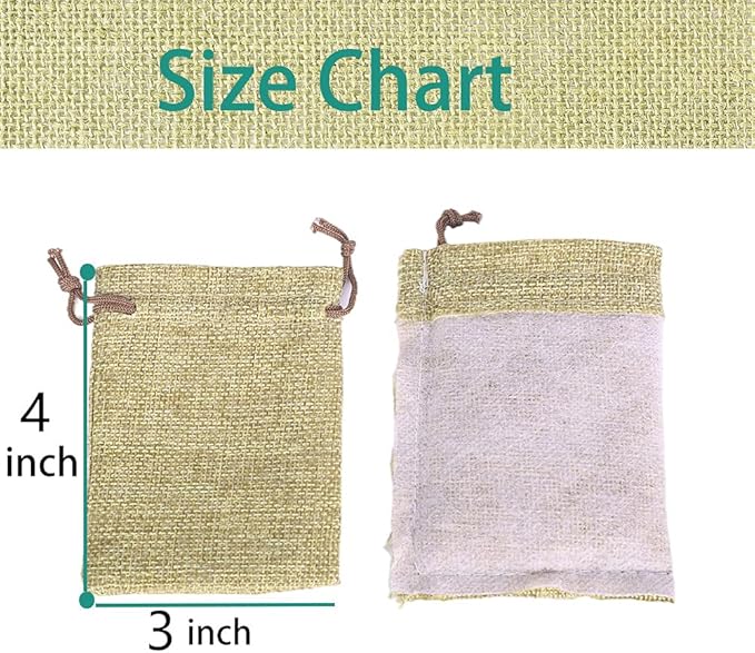 LYSXP 50PCS Burlap Bags with Drawstring，3x4 Inch Cream color Drawstring Gift - Image 2
