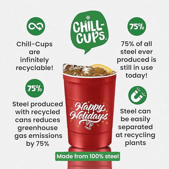 16 oz. Party Cups 'Happy Holidays' Christmas Tree Design - Image 6